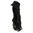 thumbnail image 2 of DOPI Human Hair Wigs For Women Black Color Natural Lace Hair Hat Wig One Wig Female Long Curly Hair Big Wave Wig Set Hat, 2 of 3
