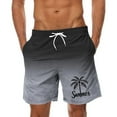 thumbnail image 1 of RKSTN Swim Shorts for Mens Gradient Landscape Print Ultra Plus Size Color Blocking Elastic Waist Drawstring Versatile Beach Vacation Casual Shorts with Pockets, 1 of 3