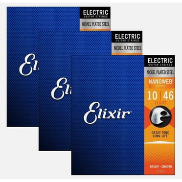 3 Pack! Elixir Light 10-46 Electric Nickel Plated Strings Nanoweb 12052