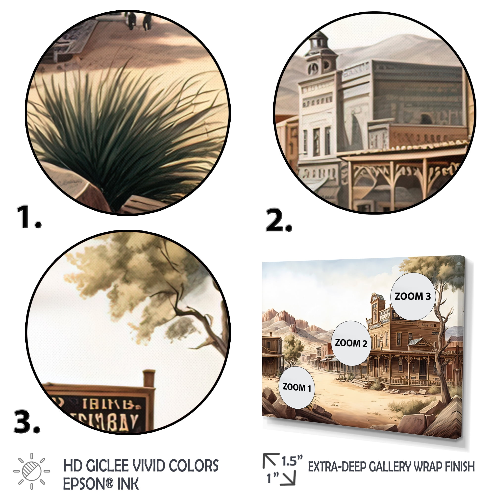 Designart Wild West Town III Canvas Wall Art