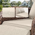 thumbnail image 6 of PARKWELL 3 Pieces Patio Wicker Rocking Recliner Chair Set, Outdoor Manual Reclining Glider with Side Table, Independent Adjustable Back and Footrest, Luxury Rocker Lounge Chair for Porch, Brown/Beige, 6 of 11