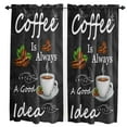 Farmhouse Coffee Beans Black Curtain Home Decoration Living Room Short