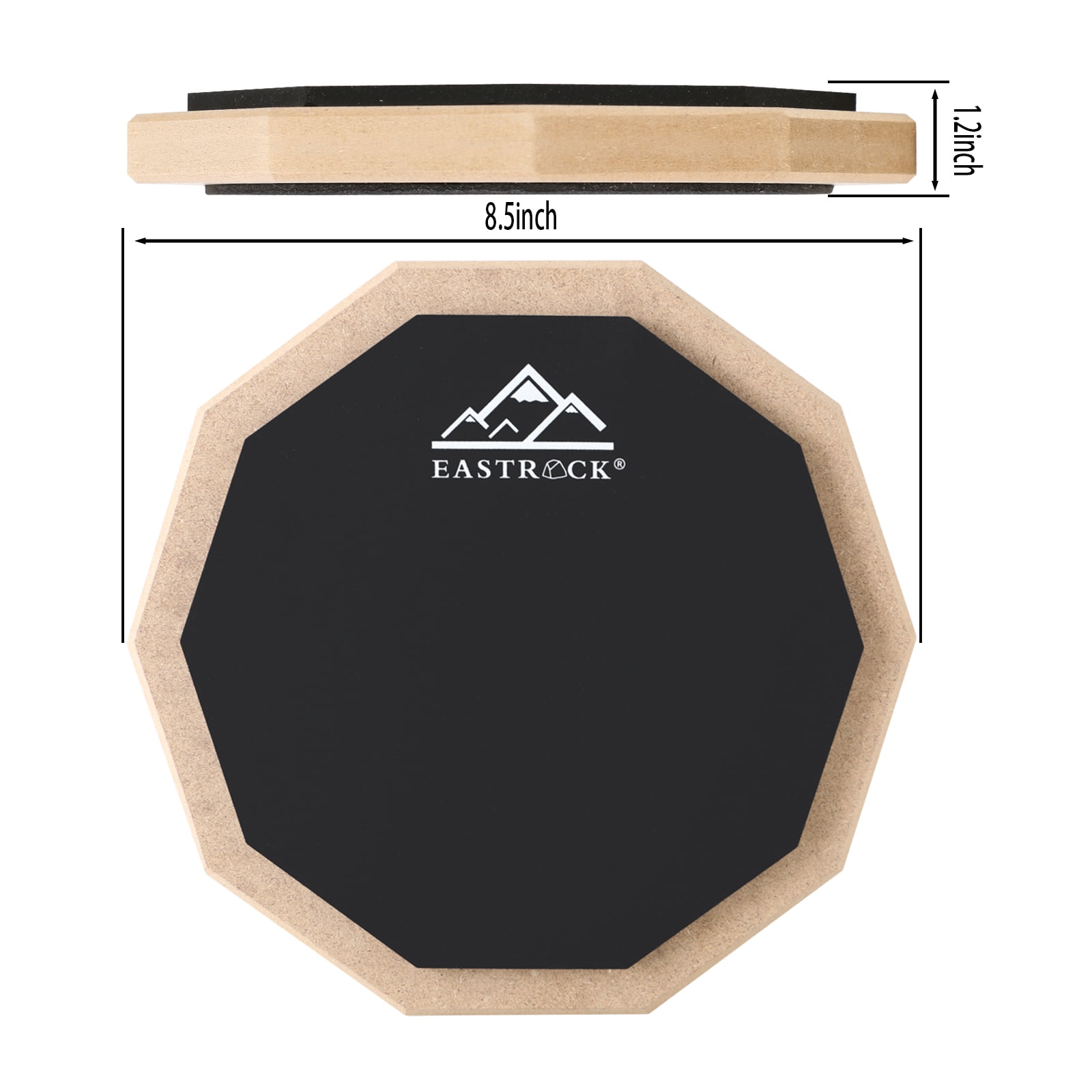 Eastrock Drun Practice Pad 8 inch Double Silicone Surface Non-Slip Rubber Silent Practice Drum Pad for Beginner Black