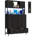 thumbnail image 3 of EDTara 12-Drawer Storage Dresser, Metal Frame Fabric Chest With Wood Top, Led Lighting, Outlet and Open Shelving, 3 of 7