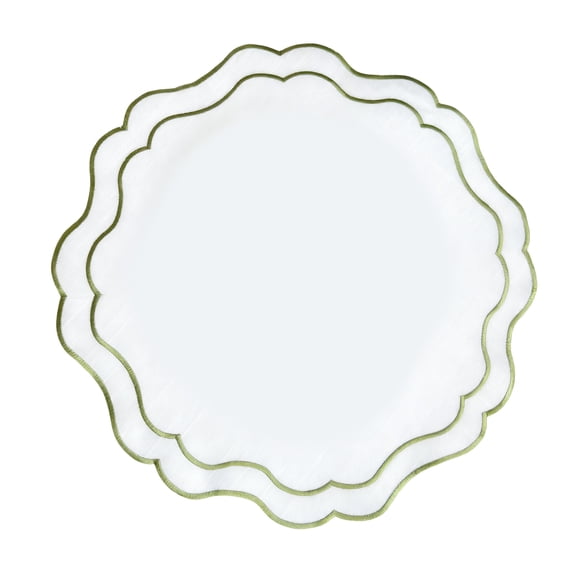 Flower Shape Washable Table Mat Embroidered Scalloped Edges Round Cloth Placemat For Dining Party Wedding Decors