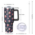 thumbnail image 2 of 40oz Pioneer Flower Floral Print Pattern Insulated Tumbler with Handle, BPA-Free Leak Proof Lid and Straws, Double Wall Vacuum, Hot 12h/Cold 34h, 2 of 6