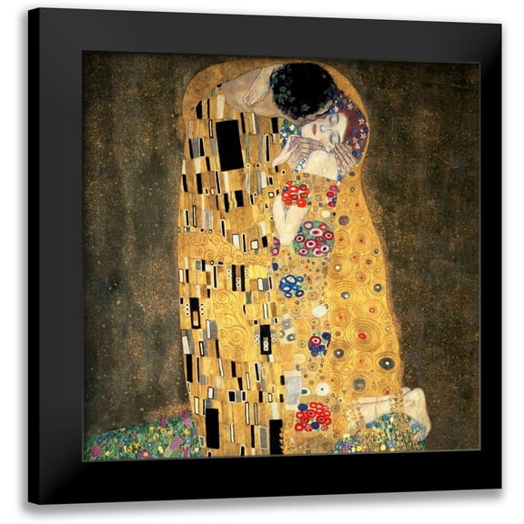 Klimt, Gustav 12x12 Black Modern Framed Museum Art Print Titled - The Kiss (detail)
