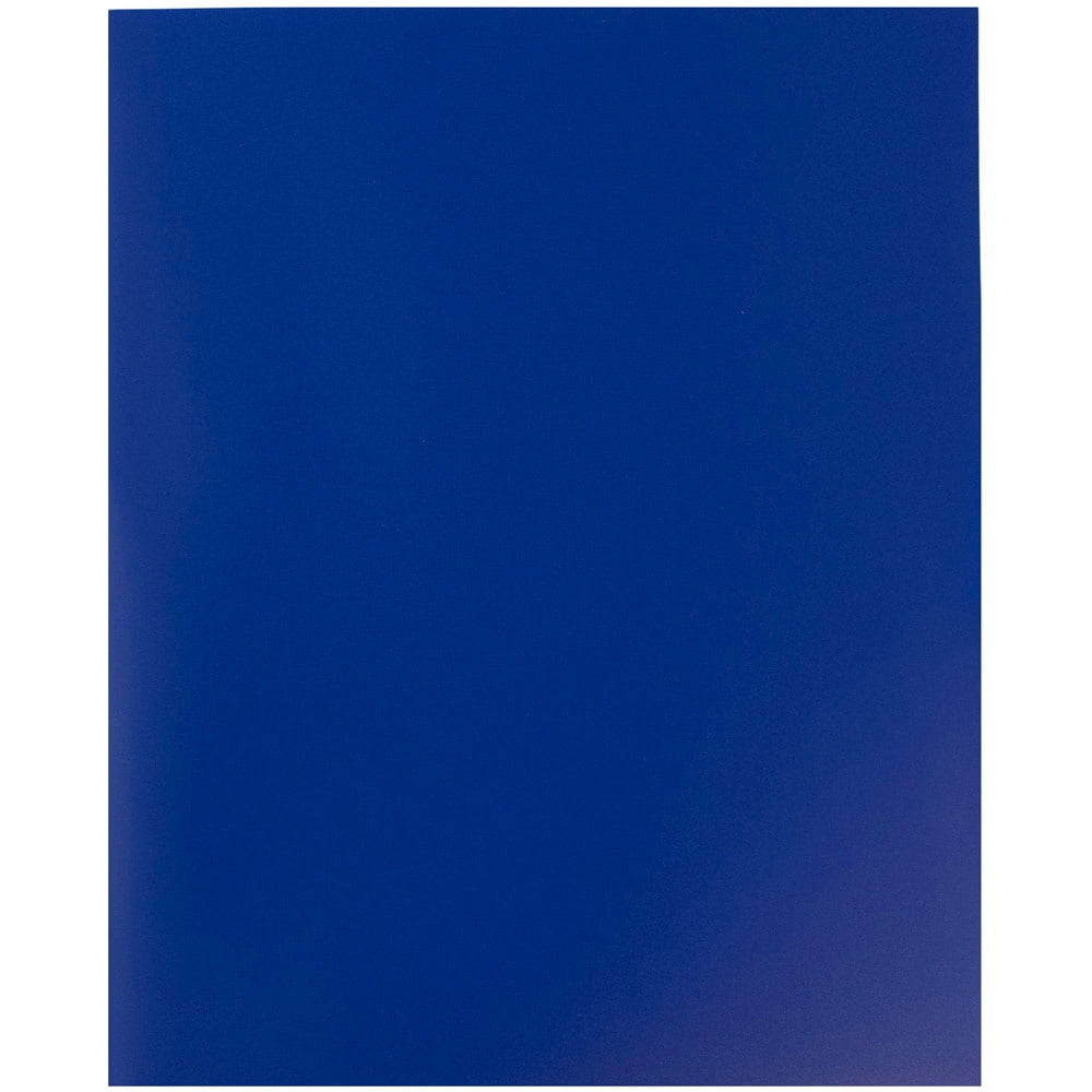 JAM Paper Medium Weight Plastic Folder, Blue, Two Pocket, 6/Pack