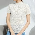 thumbnail image 2 of Women's Floral Lace Long Sleeve T-Shirt Sheer Mesh Blouse Elegant Casual Top Comfortable Spring Summer Wear, 2 of 2
