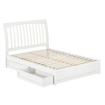 Roslyn Full Wood Platform Bed with Panel Footboard and Storage Drawers in White