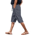 thumbnail image 1 of Women's Summer Solid Color Side Lace Hollow Lace Drawstring Pocket Casual Cropped Pants, 1 of 5