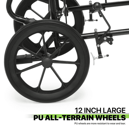Magshion *FDA APPROVED* Transport Wheelchair, Folding Transport Chair with Swing Away Footrests and Flip Back Backrest for Travel, 300lbs Weight Capacity, Black