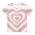 thumbnail image 5 of ITSAME Girls Short Sleeve Tees, Fashion T-shirt Crewneck Heart Graphic Valentine's Day T-Shirts Beige 7-8T, 5 of 6