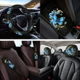 thumbnail image 4 of KUIFORTI Blue Butterfly 14 Pcs Seat Covers for Car Auto Center Console Armrest Pad Steering Wheel Cover Wristlet Keychain Car Interior Automotive Fits Most Cars, Sedans, SUVs, 4 of 6