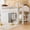 White, variant on Newest Twin Loft Bed with Storage Cabinet and Wardrobe, Solid Wood Frame with LED Light for Small Bedroom, White/Espresso