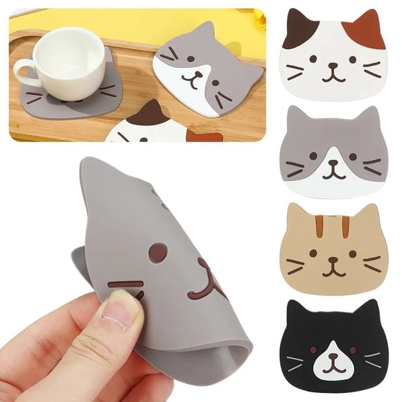 Antideslizante en forma de gato soporte de montaña de silicona de dibujos animados cocina maceta