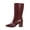 Wine, variant on Willtoo Women's Faux Leather Mid Calf Boots, Pointed Toe Chunky Heel Tall Boots, Elegant Slim Fit Dress Shoes