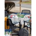 thumbnail image 4 of Outdoor Tablecloth with Umbrella Hole and Zipper, Christmas Snowman Square Table Cloth 60x60 Inch Waterproof Tablecloth, Winter Snowflakes Xmas Trees Navy Blue Picnic Table Cover for Patio Camping, 4 of 7