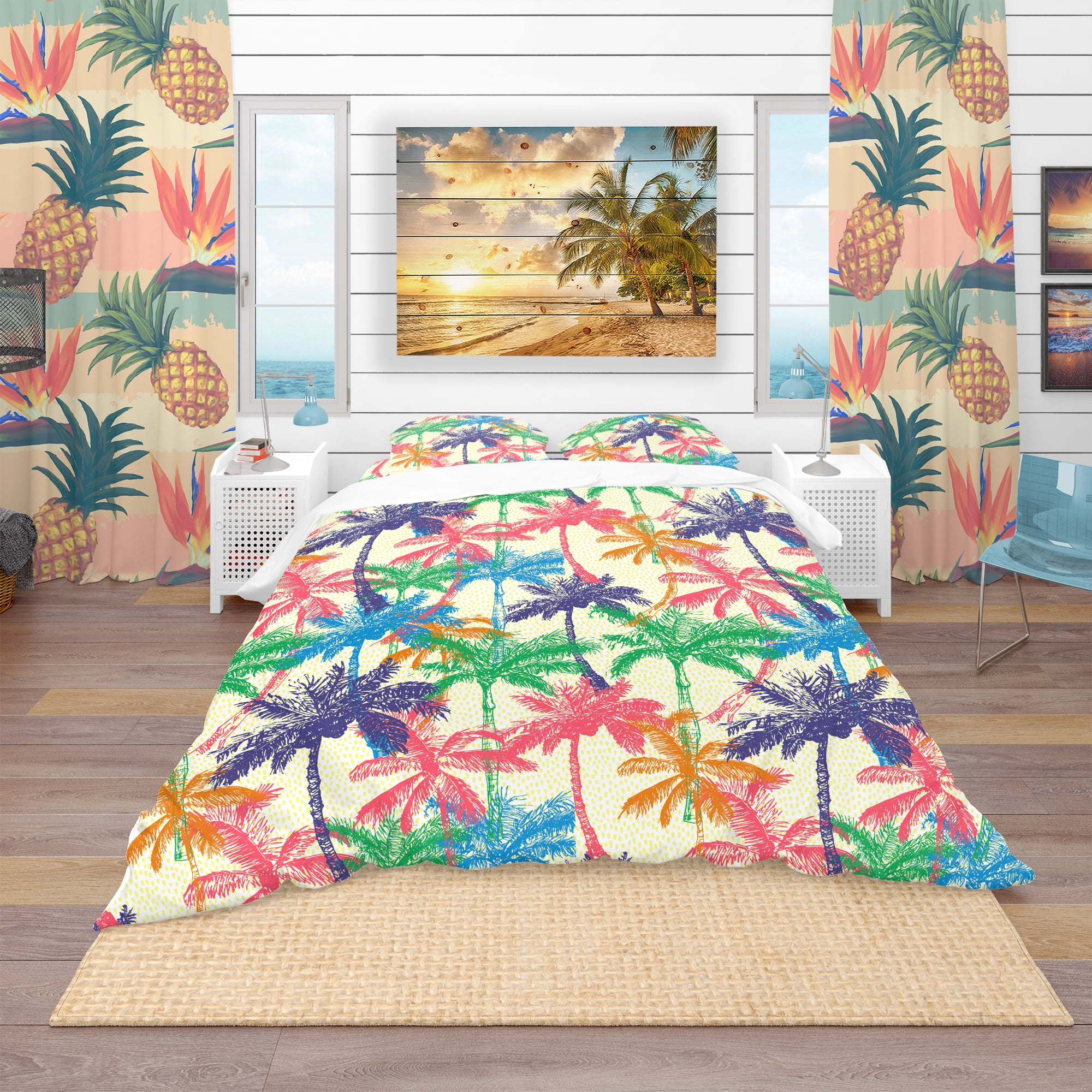 Designart 'Palm Pattern A' Tropical Duvet Cover Set