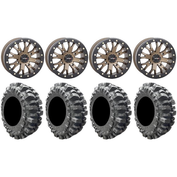 System 3 SB-4 Bronze (6 1/4 3) 15" Wheels 31" Bogger Tires Can-Am Defender