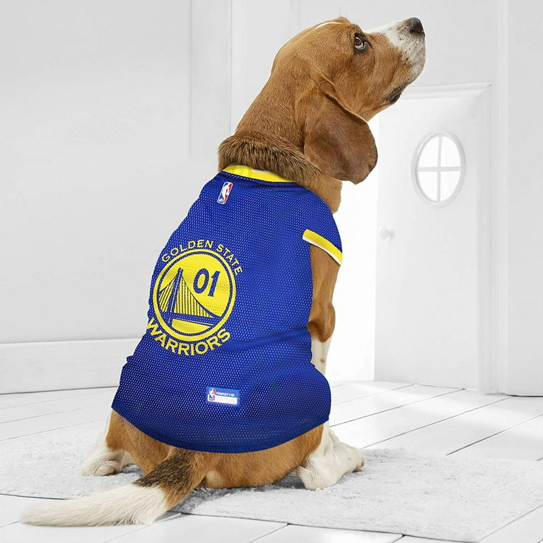 Pets First NBA Golden State Warriors Mesh Basketball Jersey for DOGS & CATS  - Licensed, Comfy Mesh, 21 Basketball Teams / 5 sizes