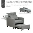 thumbnail image 5 of HOMCOM Convertible Sofa Lounger Chair Bed Multi-Functional Sleeper Recliner with Tufted Upholstered Fabric, Adjustable Angle Backrest, and Pillow, Grey, 5 of 10