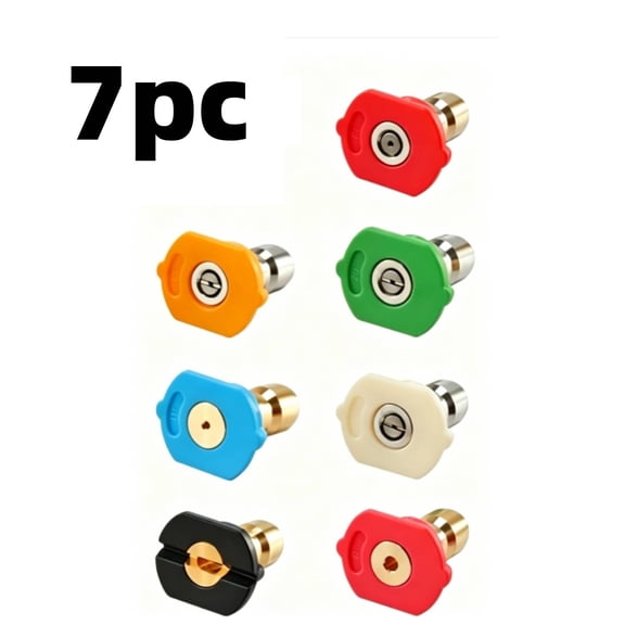 High-pressure washer nozzle set, includes bracket, 7 nozzles, 1/4-inch quick-connect fitting, 4000 PSI