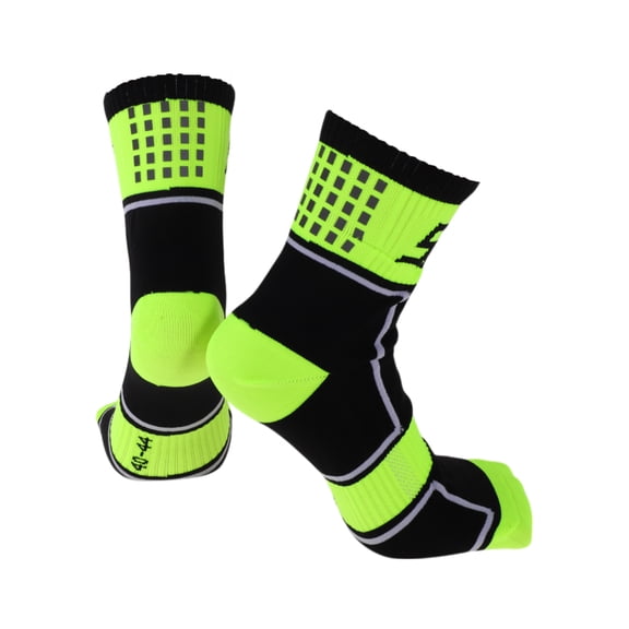 Cycling Socks Anti-friction l Outdoor Bike Socks Green,Black Unsex 1 Pair Colorblocked Square Reflective