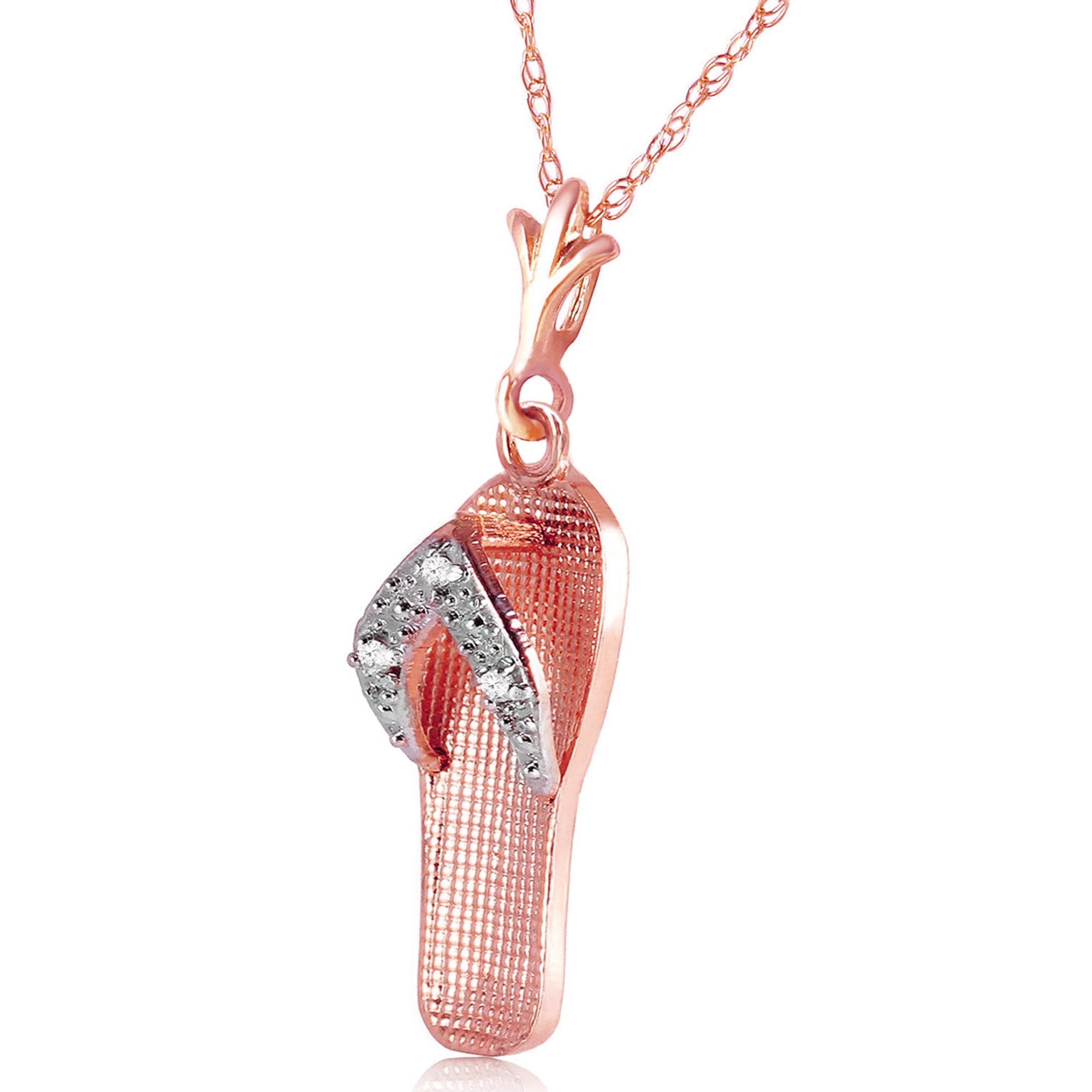 Galaxy Gold 14K Solid Gold 0.02 Carat Natural Diamond Necklace for Women - Rose Gold Fine Jewelry