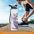 thumbnail image 5 of Motivational Water Bottle 32 oz with Straw, BPA Free Reusable Fitness Sport Bottle Perfect for Travel, School, Outdoors, and Gym Purple Cat, 5 of 6