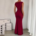 thumbnail image 5 of Women's Off-Shoulder Collar Waist Pleated Sleeveless Sexy Dress, 5 of 6
