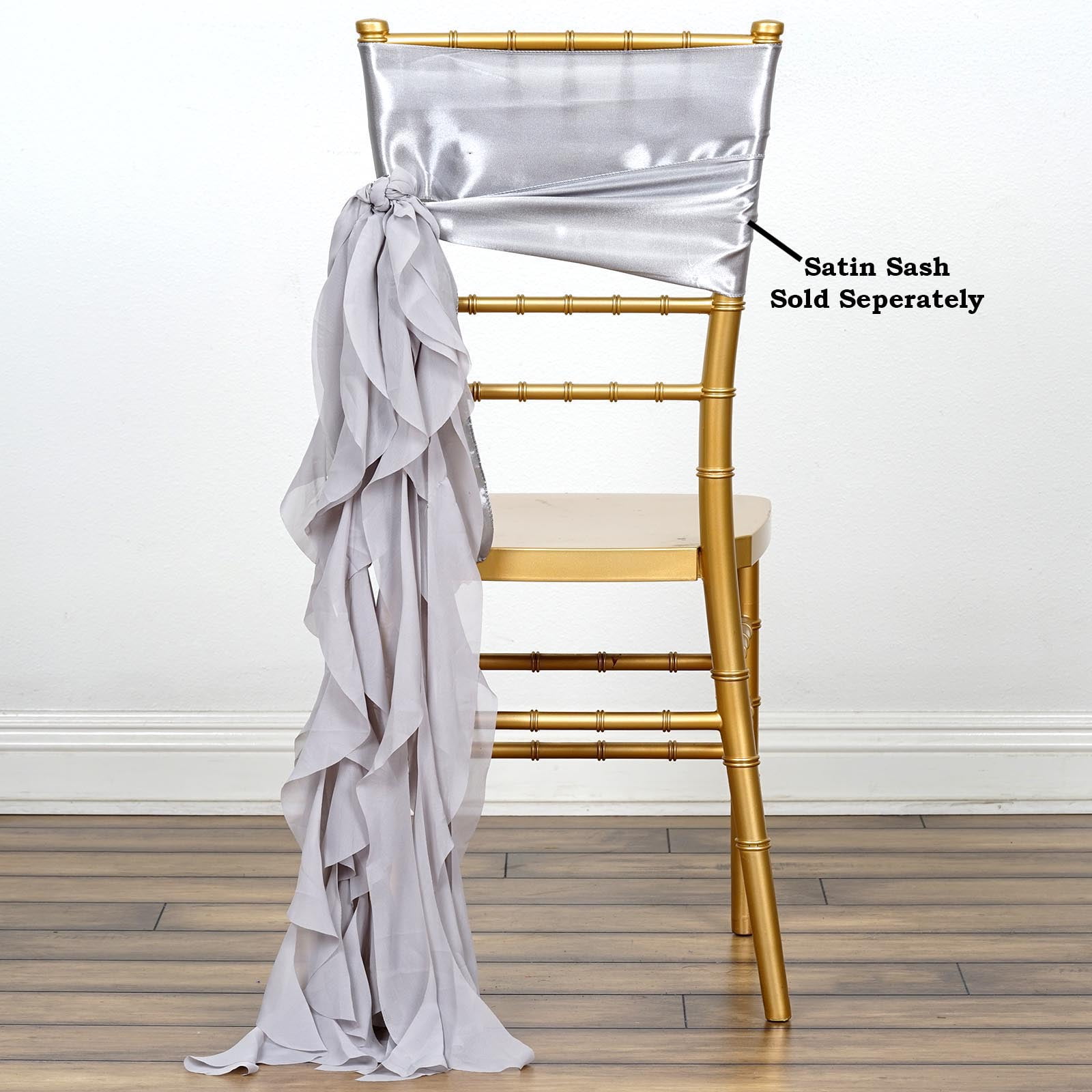 BalsaCircle Curly Chiffon Chair Sash Silver