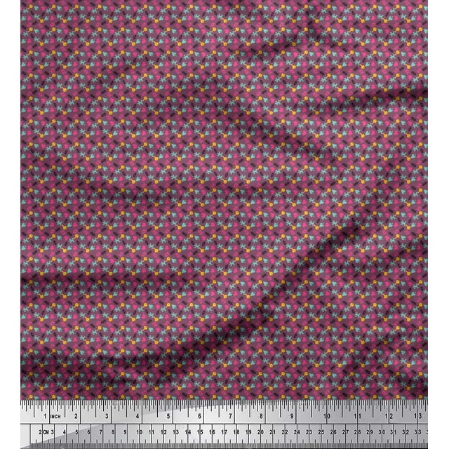 Soimoi Poly Georgette Fabric Arrow,Triangle & Heart Small Decor Fabric Printed Yard 52 Inch Wide