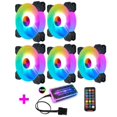 thumbnail image 4 of Adjustable Computer Cooling Fan Quiet 120mm RGB Fan PC Case Fan Cooler RGB Cooler Fans for Computer Cooler with Controller 5 fans + 1 standard controller, 4 of 5
