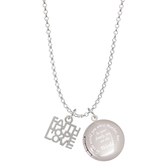 Delight Jewelry Silvertone Faith Hope Love To the World You are a Mother Locket Necklace