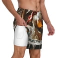 thumbnail image 3 of Picia Cartoon Scottish Duck pattern Mens Swim Trunks with Compression Liner Stretch Beach Shorts Quick Dry with Zipper Pockets No-Chafing Board Shorts-3X-Large, 3 of 9