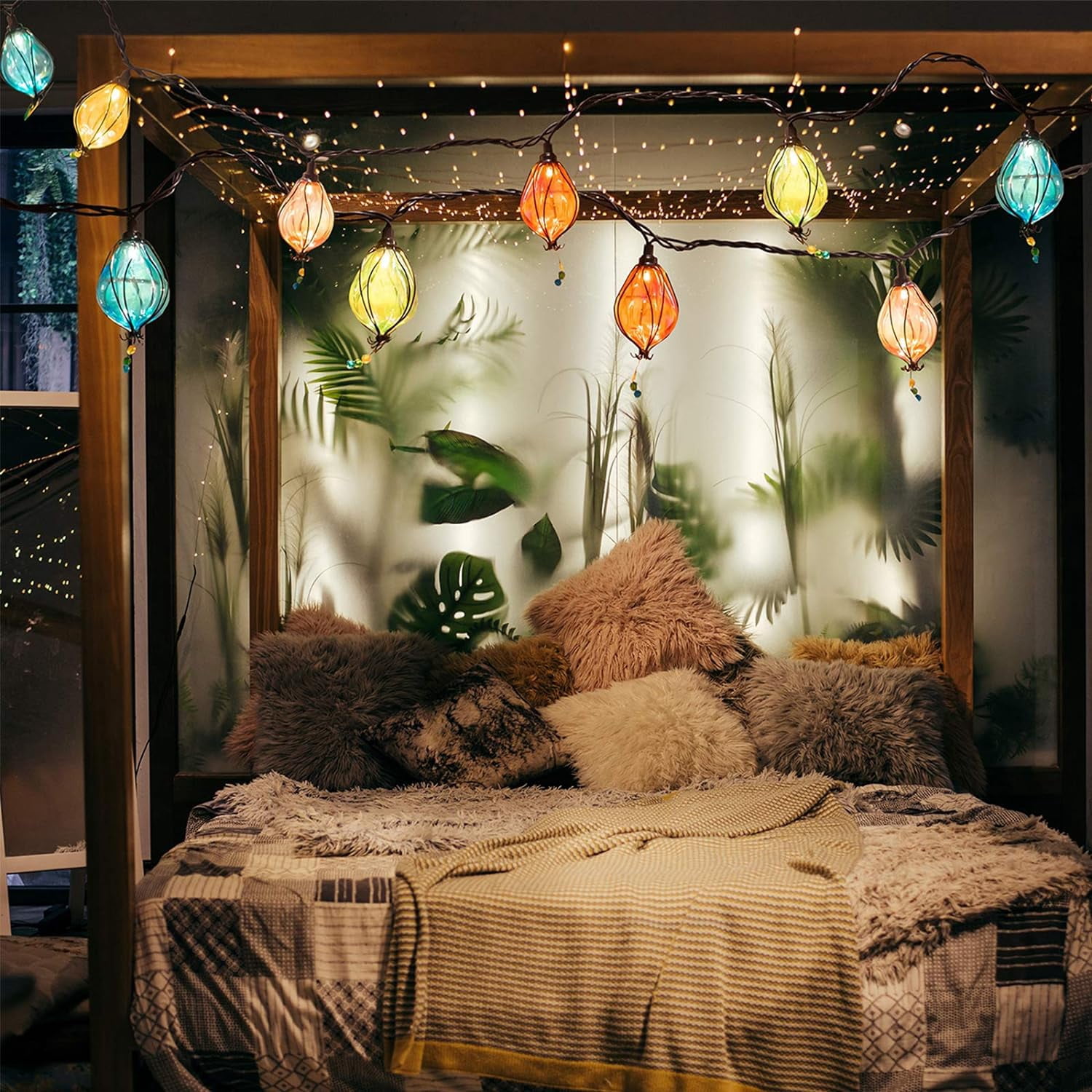 Multicolor Fairy String Lights with 10 Bulbs Connectable Waterproof Decorative Indoor String Lights for Christmas Party Birthday Wedding Festival Bedroom Outdoor Patio