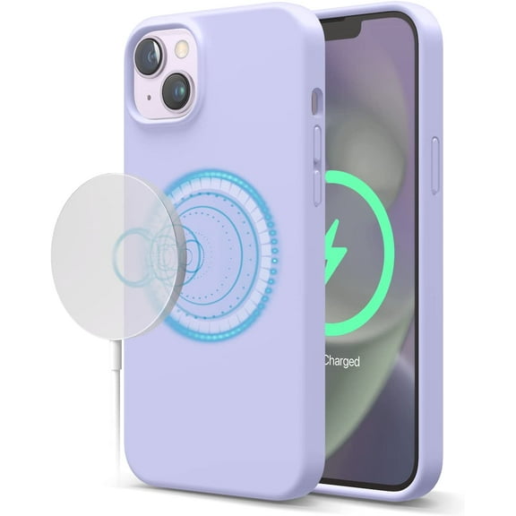 elago Magnetic Silicone Case for MagSafe iPhone 14 Plus 6.7 inch - Built-in Magnets, Compatible with All MagSafe Accessories (Purple)
