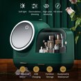 thumbnail image 4 of LED Makeup Organizer with 360° Rotating Mirror - Dark Green Cosmetic Storage Box, 3 Light Modes (Cold White/Natural/Warm Yellow), Dustproof & Waterproof PS Material, USB Charging, Large Capacity for, 4 of 7