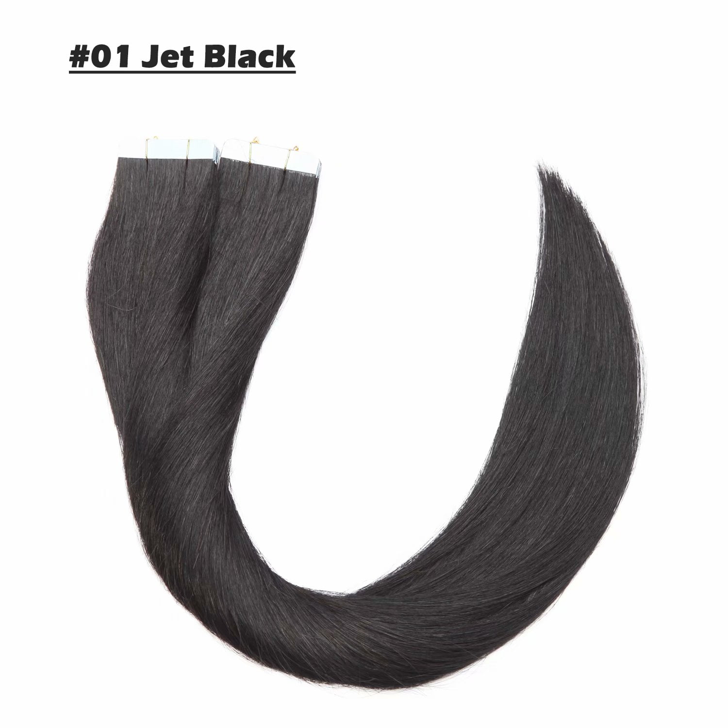 Benehair Tape In 100% Real Remy Human Hair Extensions Seamless Skin Weft Thick Glue Straight Women Black 10-20pcs 24inch