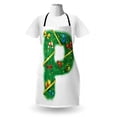thumbnail image 3 of Christmas Alphabet Apron, The Letter P with Traditional Holiday Elements Illustration Pattern, Unisex Kitchen Bib with Adjustable Neck for Cooking Gardening, Adult Size, White and Green, by Ambesonne, 3 of 4