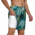 thumbnail image 3 of Goofa Tropical Leaves Printed Men's Swim Trunks Board Shorts Quick Dry Mens Swimming Trunks with Compression Liner,Breathable Fit Hawaii Beach Shorts-Large, 3 of 9