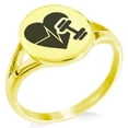 thumbnail image 1 of Stainless Steel Workout Lifeline Heart Minimalist Oval Top Polished Statement Ring, 1 of 1