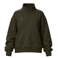 thumbnail image 4 of Rrxhxhs Sweatshirt for Women Solid Color Quarter Zip Mock Neck Long Sleeve Loose Casual Pullover Top, 4 of 6