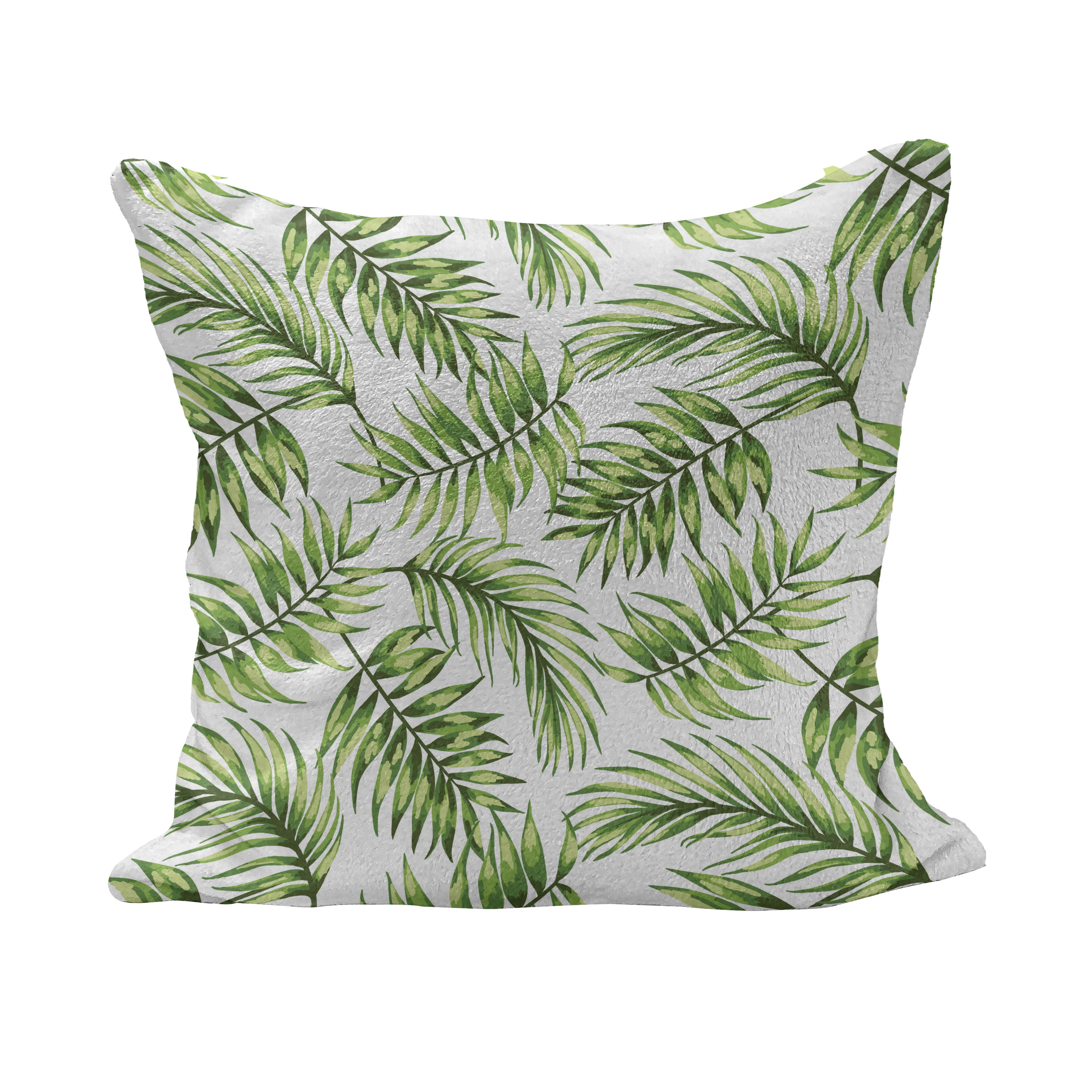 Pair of Luxury Jungle Tropical Leaf Fern Pattern Green 18" Cushion Covers Woven