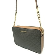 Michael Kors Women's Jet Set East West Crossbody Handbag Saffiano, Brown Gold, Large