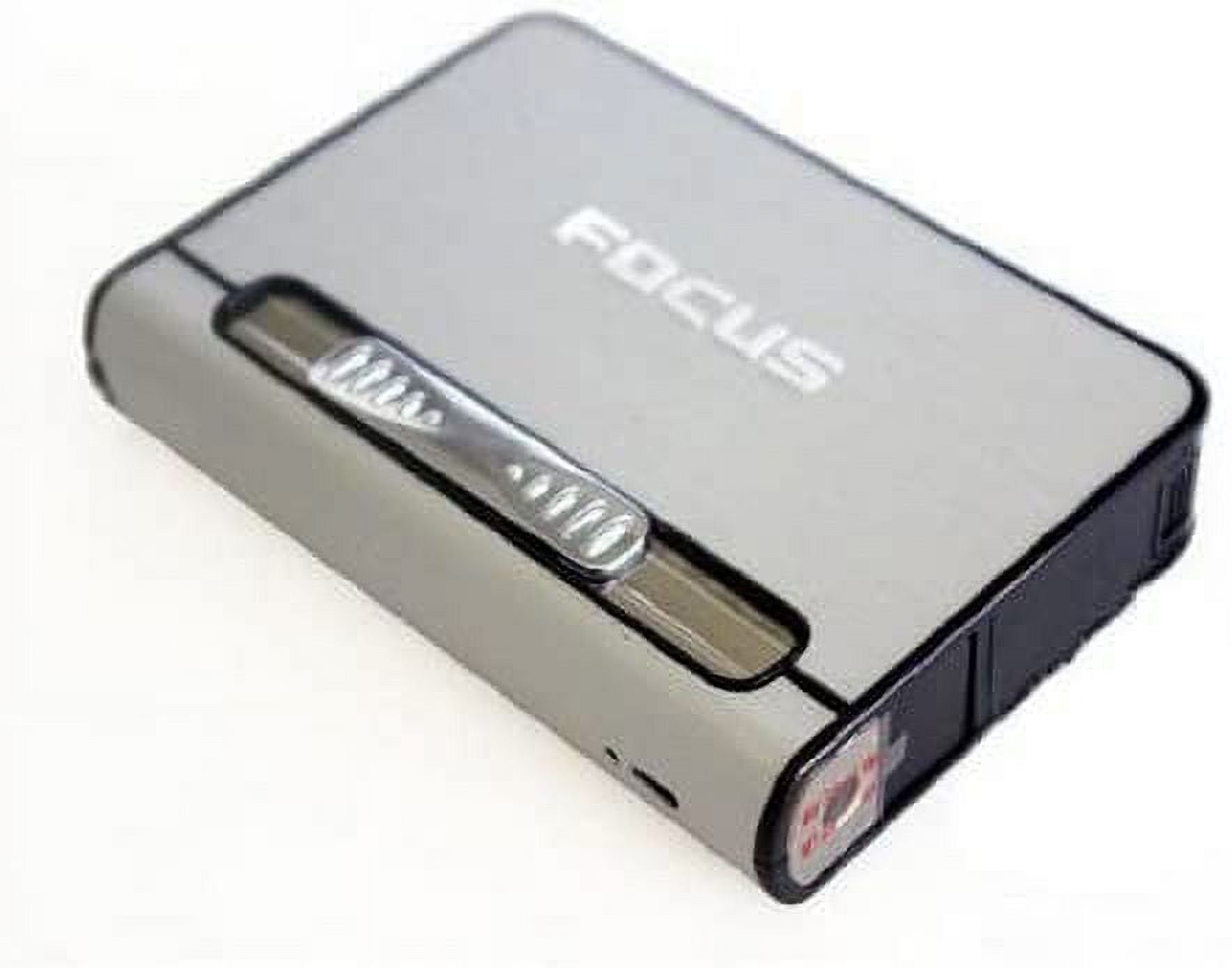 Focus Cigarette Case Dispenser with Butane Jet Torch Lighter (Holds 10) SILVER