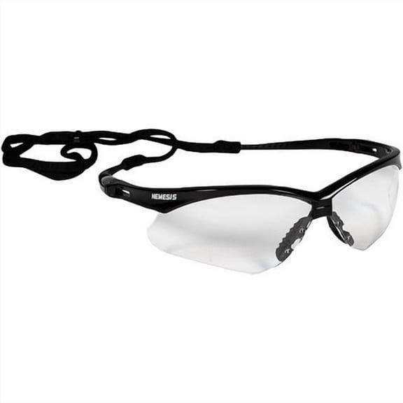KleenGuard V30 Nemesis Safety Eyewear Lightweight, Flexible, Comfortable, Scratch Resistant - Universal Size - Ultraviolet Protection - Polycarbonate Lens - Clear, Black - 1 Each