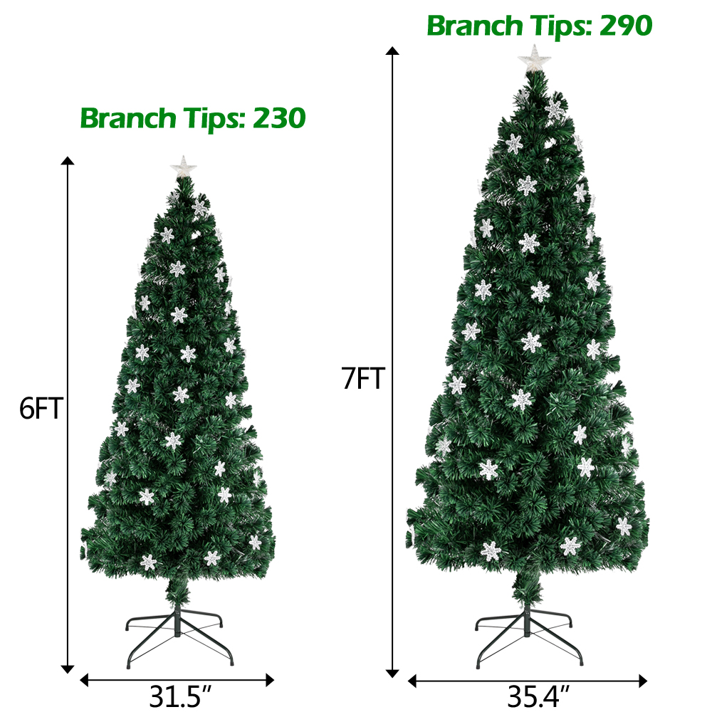 7FT Pre-Lit Christmas Tree, Fiber Optic Artificial Christmas Tree