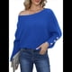 thumbnail image 3 of Suéter de Punto de Color Liso con Hombros Descubiertos y Larga para Mujer, Estilo Informal, Holgado y Moderno para Otoño Azul XXXL, 3 of 8
